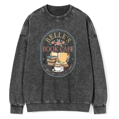 Pagewings Belles Book Cafe Unisex Washed Sweatshirt