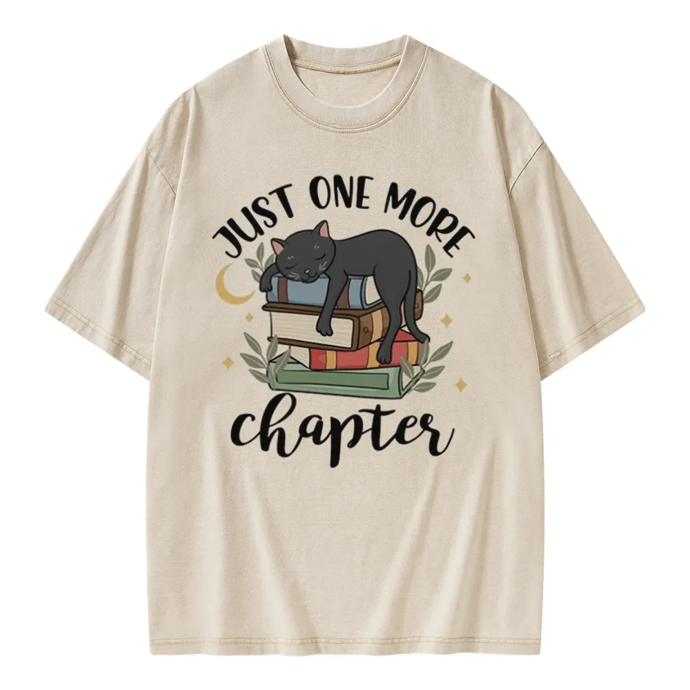 Pagewings Just One More Chapter Adorable Cat Unisex Washed T-shirt