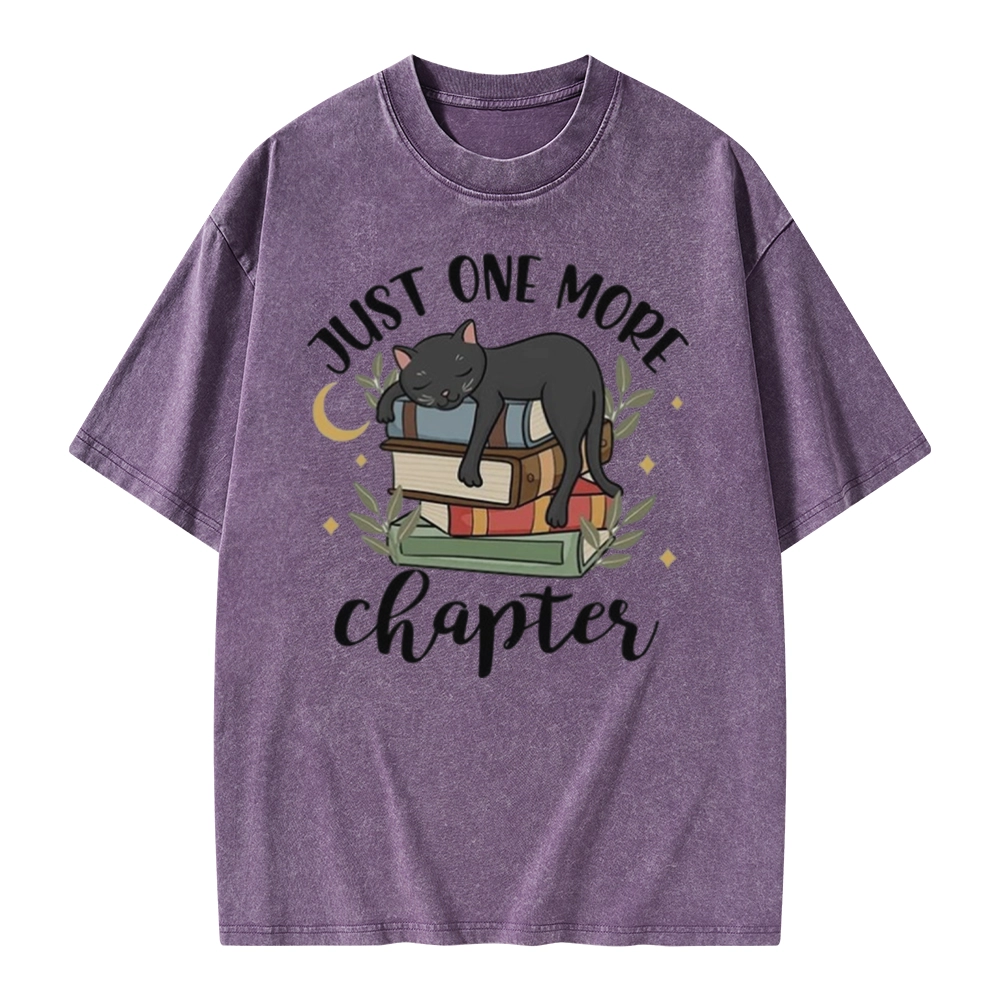 Pagewings Just One More Chapter Adorable Cat Unisex Washed T-shirt