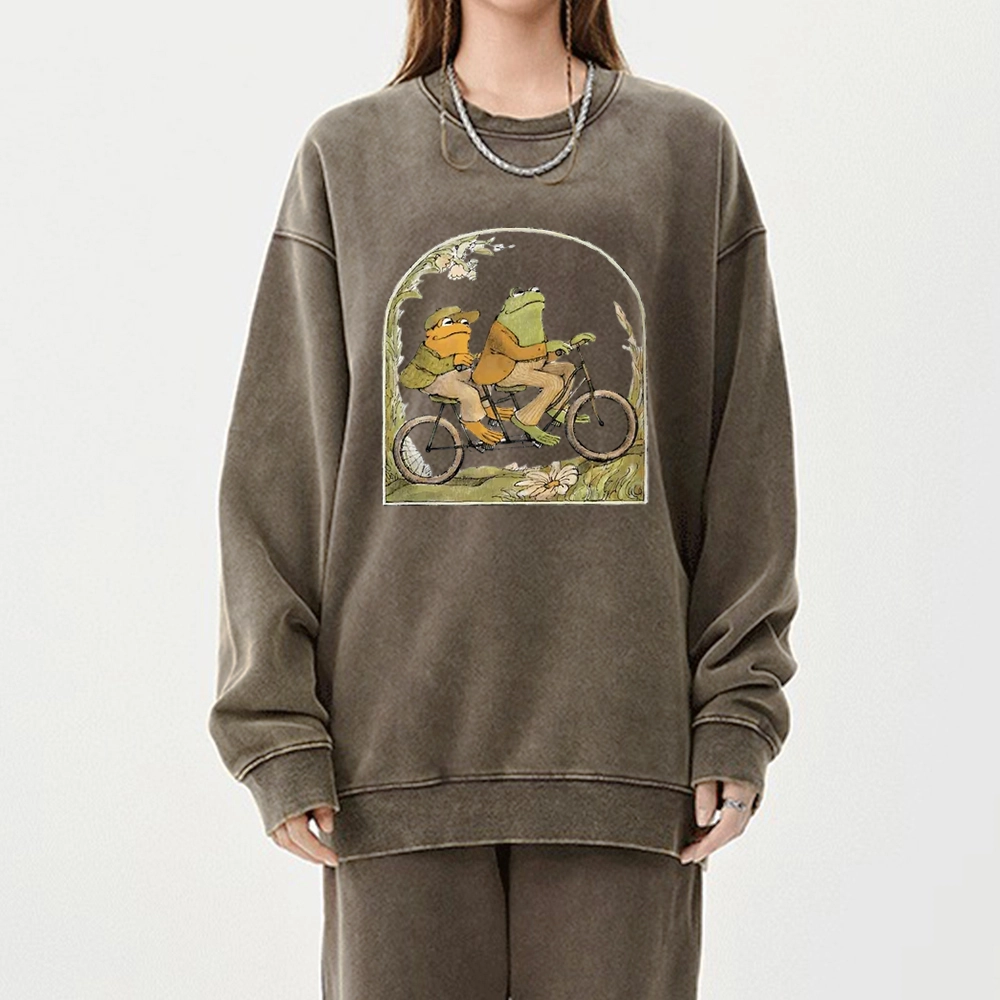Pagewings Frog And Toad Book Vintage Unisex Washed Sweatshirt