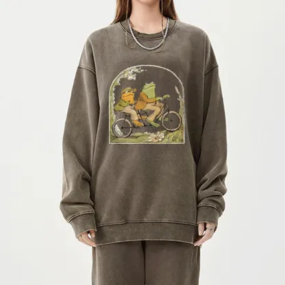Pagewings Frog And Toad Book Vintage Unisex Washed Sweatshirt