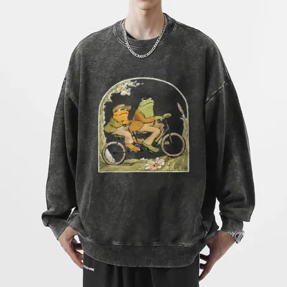 Pagewings Frog And Toad Book Vintage Unisex Washed Sweatshirt