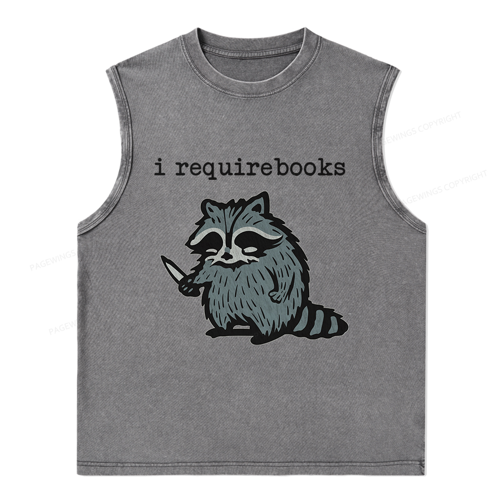 Pagewings I Require Books Unisex Washed Tank Top
