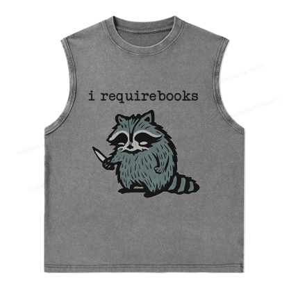 Pagewings I Require Books Unisex Washed Tank Top