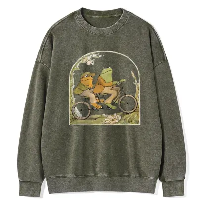 Pagewings Frog And Toad Book Vintage Unisex Washed Sweatshirt
