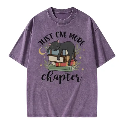 Pagewings Just One More Chapter Adorable Cat Unisex Washed T-shirt