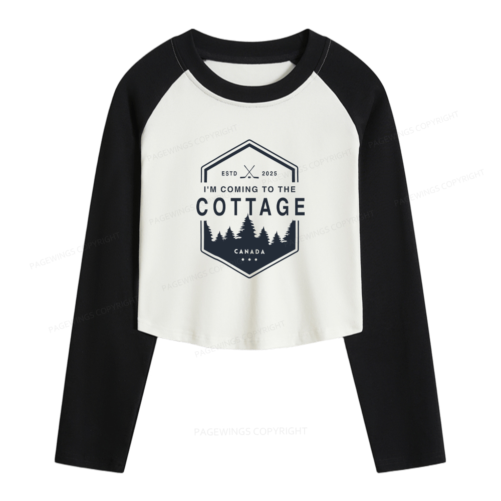 Pagewings Coming To The Cottage Women Long Sleeve Crop Raglan T-shirt