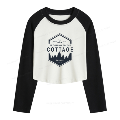 Pagewings Coming To The Cottage Women Long Sleeve Crop Raglan T-shirt