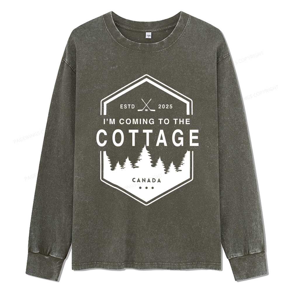 Pagewings Coming To The Cottage Unisex Washed Long Sleeve T-shirt