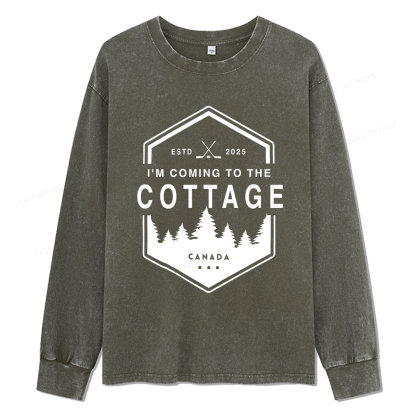 Pagewings Coming To The Cottage Unisex Washed Long Sleeve T-shirt