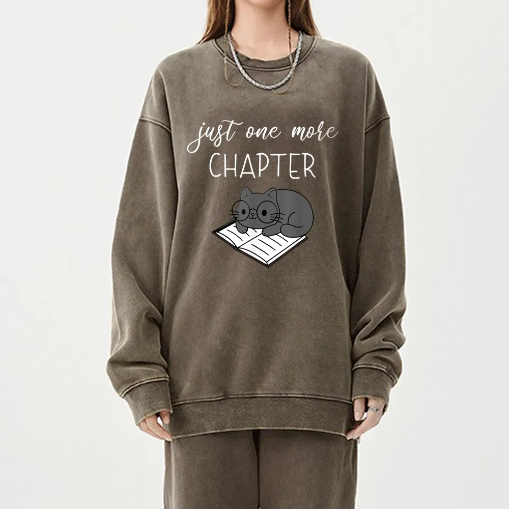 Pagewings Book Worm Reading Cat Unisex Washed Sweatshirt