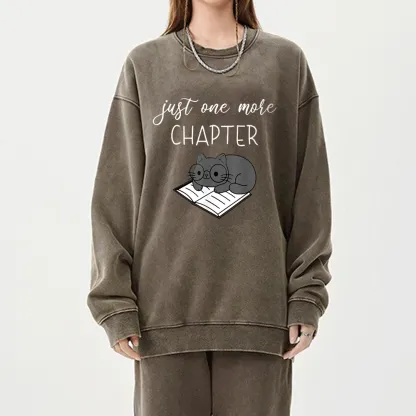 Pagewings Book Worm Reading Cat Unisex Washed Sweatshirt