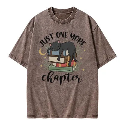 Pagewings Just One More Chapter Adorable Cat Unisex Washed T-shirt
