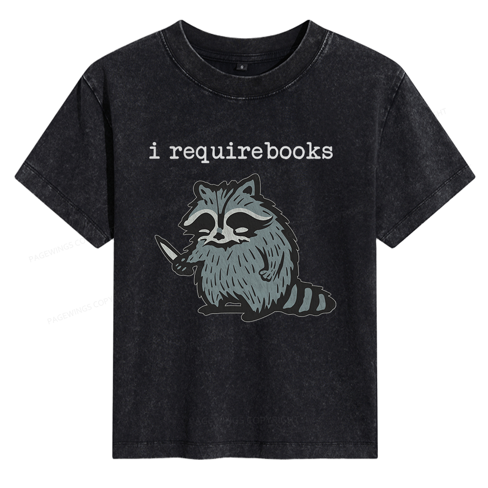 Pagewings I Require Books Women's Washed T-shirt