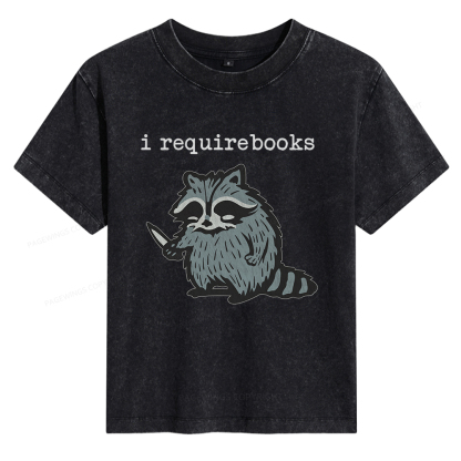 Pagewings I Require Books Women's Washed T-shirt