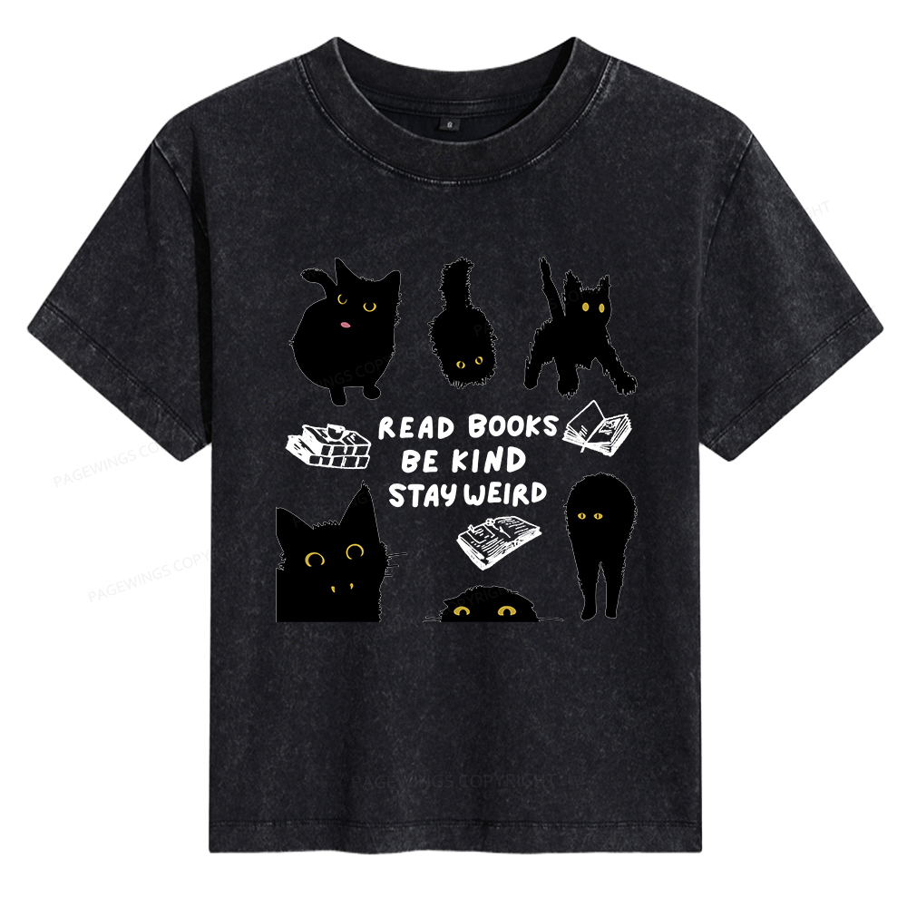 Pagewings Read Books Be Kind Stay Weird Women's Washed T-shirt