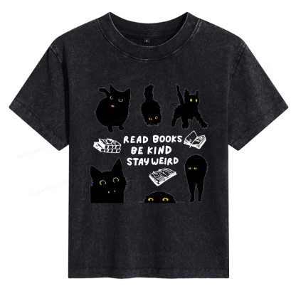 Pagewings Read Books Be Kind Stay Weird Women's Washed T-shirt