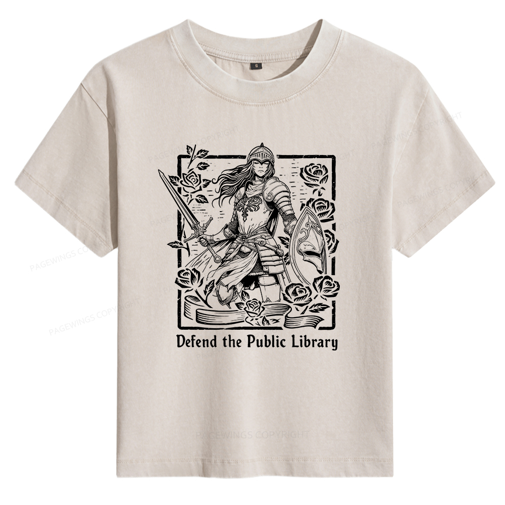 Pagewings Defend The Public Library  Women's Washed T-shirt
