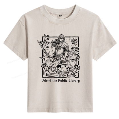 Pagewings Defend The Public Library  Women's Washed T-shirt