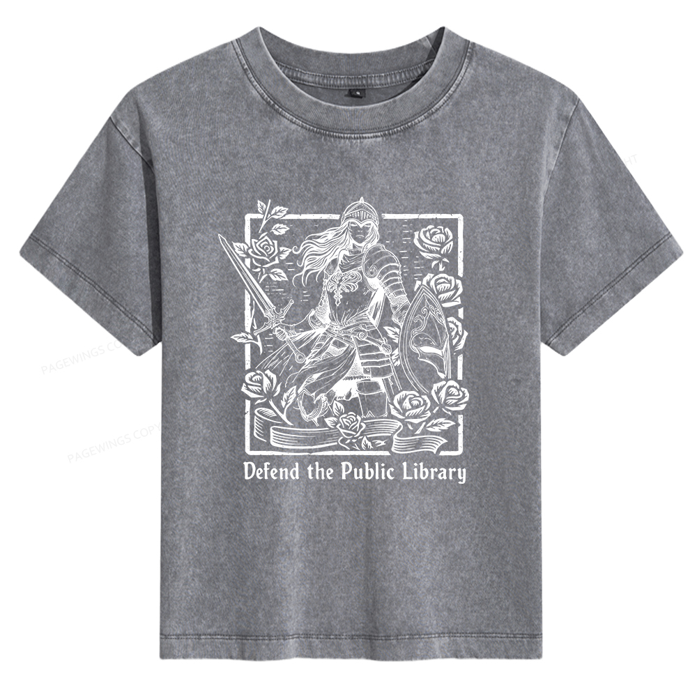 Pagewings Defend The Public Library  Women's Washed T-shirt