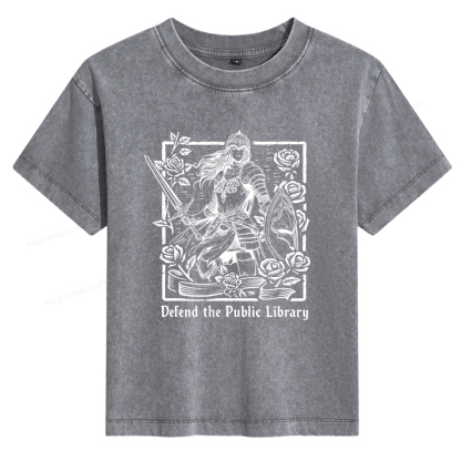 Pagewings Defend The Public Library  Women's Washed T-shirt