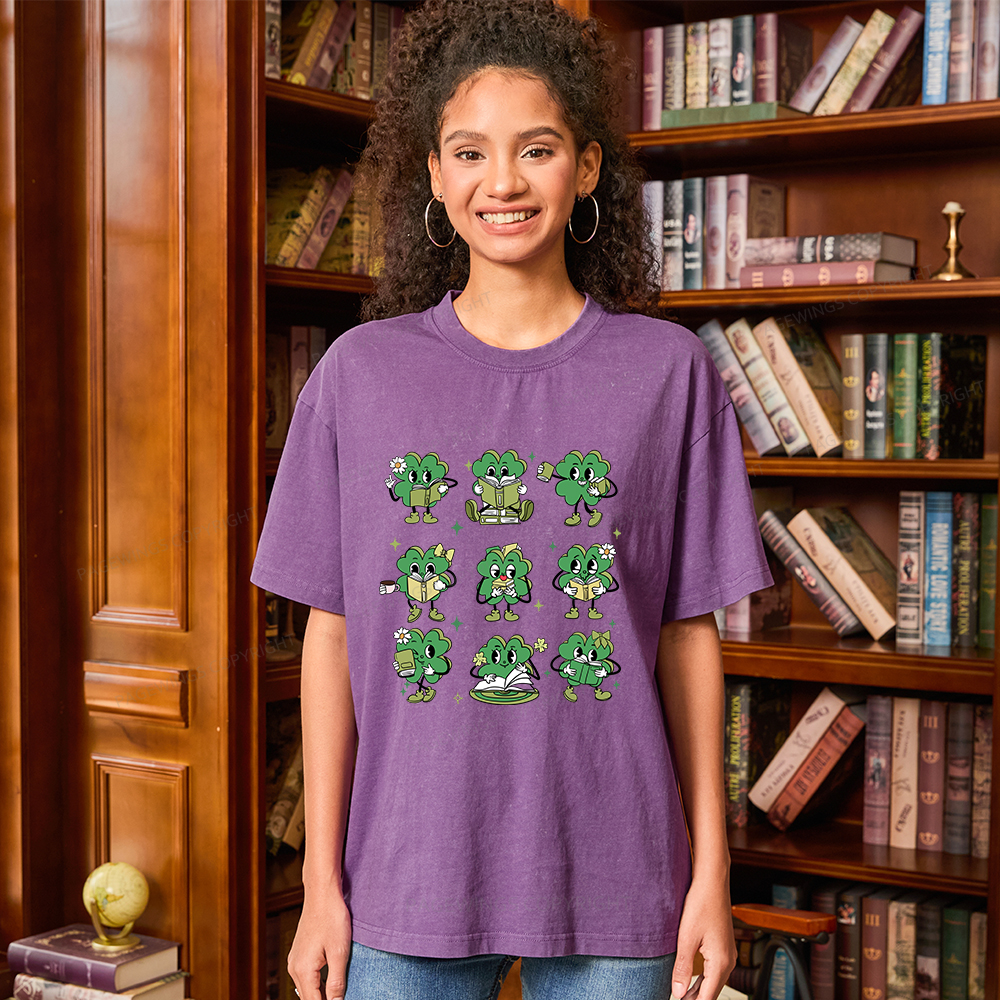 Pagewings St Patrick Day Reading Unisex Washed T-shirt