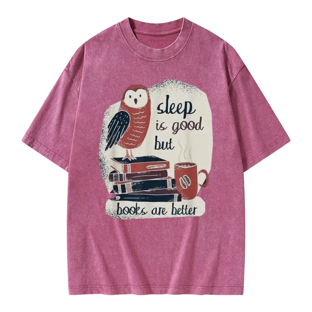 Pagewings Sleep is Good But Book is Better Unisex Washed T-shirt