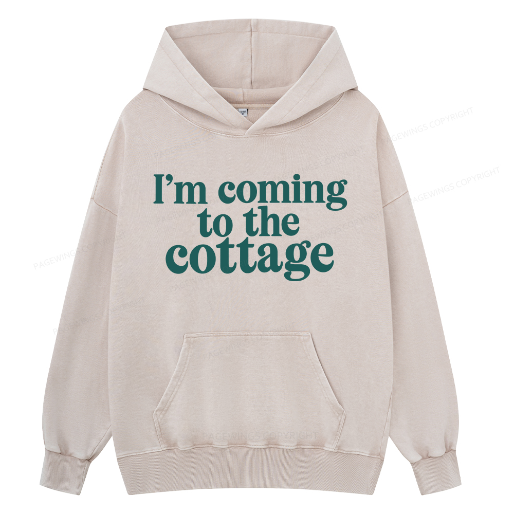 Pagewings I'm Coming To The Cottage Unisex Washed Hoodie