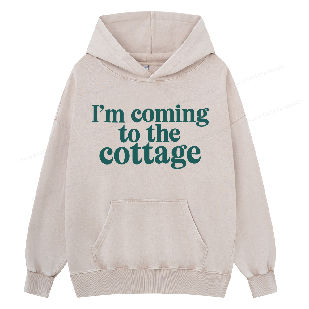 Pagewings I'm Coming To The Cottage Unisex Washed Hoodie