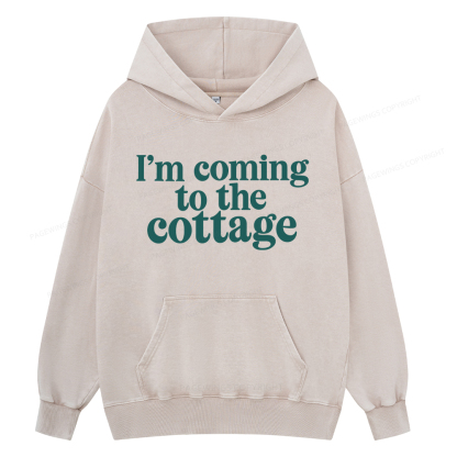 Pagewings I'm Coming To The Cottage Unisex Washed Hoodie