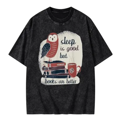 Pagewings Sleep is Good But Book is Better Unisex Washed T-shirt