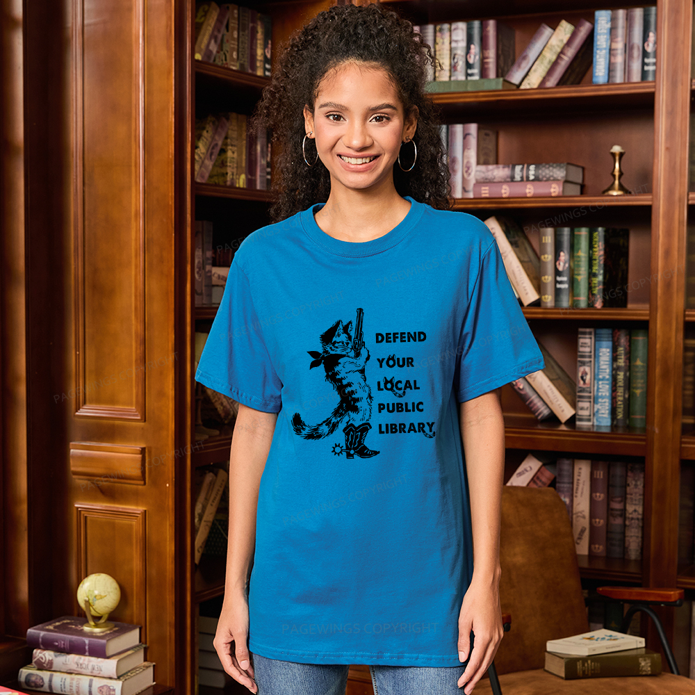Pagewings Cat Defend Your Local Public Library Unisex Classic T-shirt