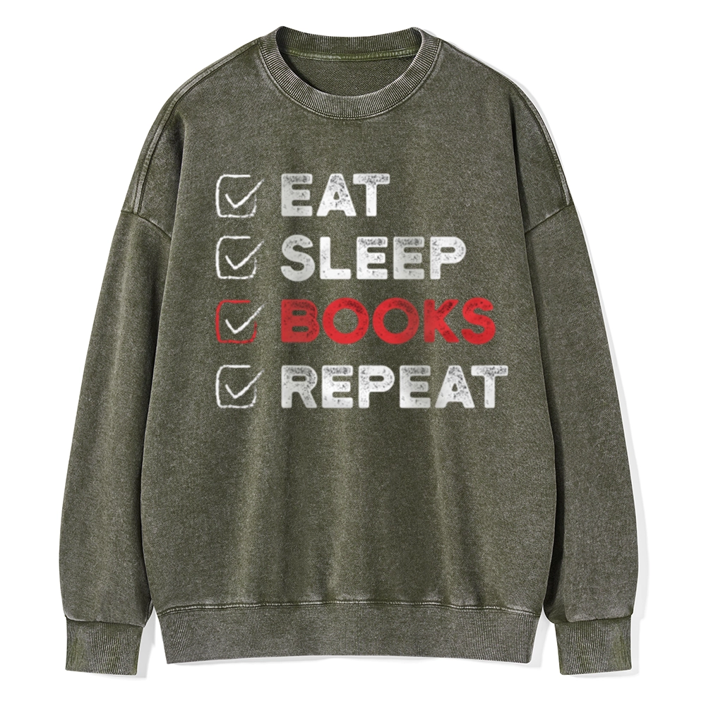 Pagewings Eat Sleep Books Repeat Unisex Washed Sweatshirt