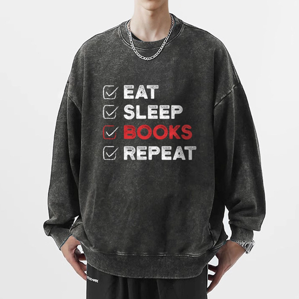 Pagewings Eat Sleep Books Repeat Unisex Washed Sweatshirt