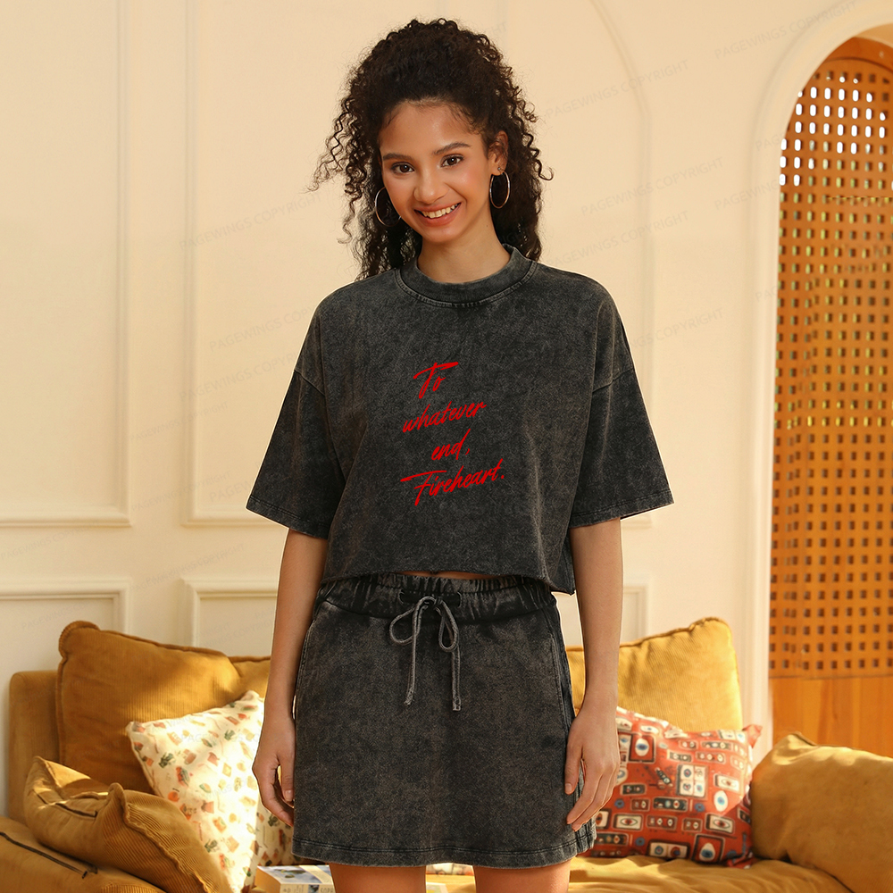 Pagewings To Whatever End Fireheart Women's Washed Cropped T-shirt