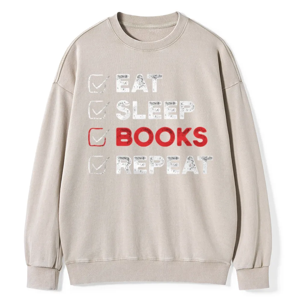 Pagewings Eat Sleep Books Repeat Unisex Washed Sweatshirt