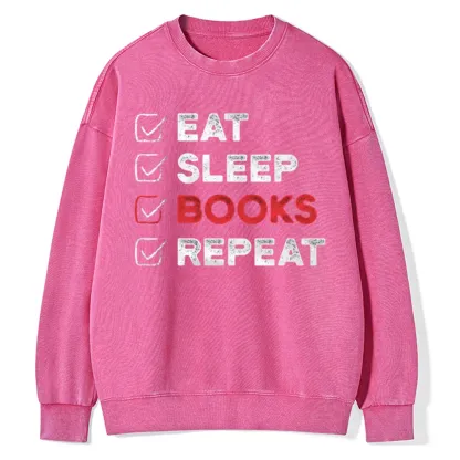 Pagewings Eat Sleep Books Repeat Unisex Washed Sweatshirt