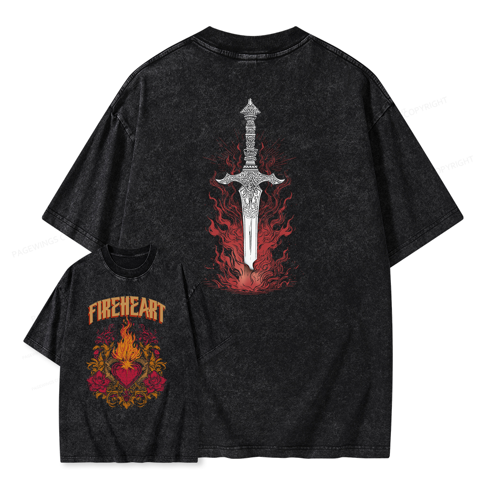 Pagewings Fireheart Unisex Washed T-shirt