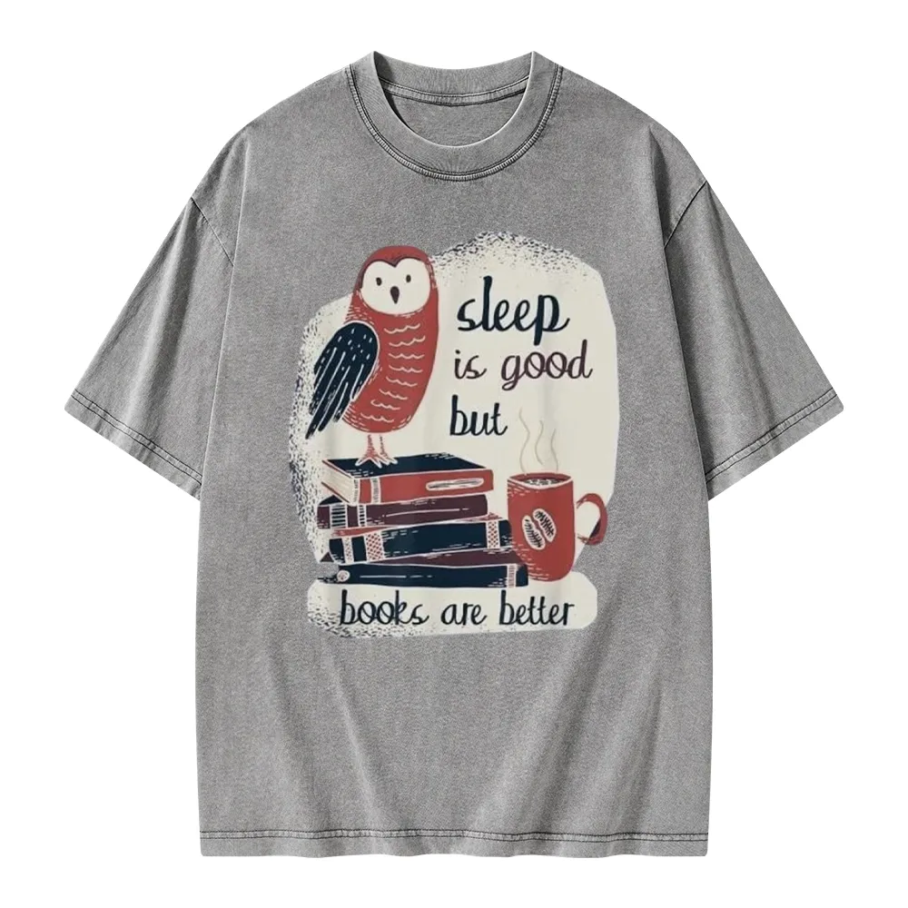 Pagewings Sleep is Good But Book is Better Unisex Washed T-shirt