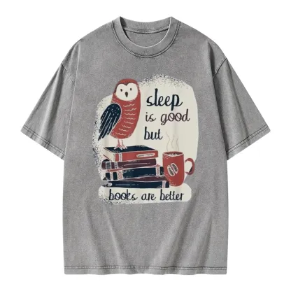 Pagewings Sleep is Good But Book is Better Unisex Washed T-shirt