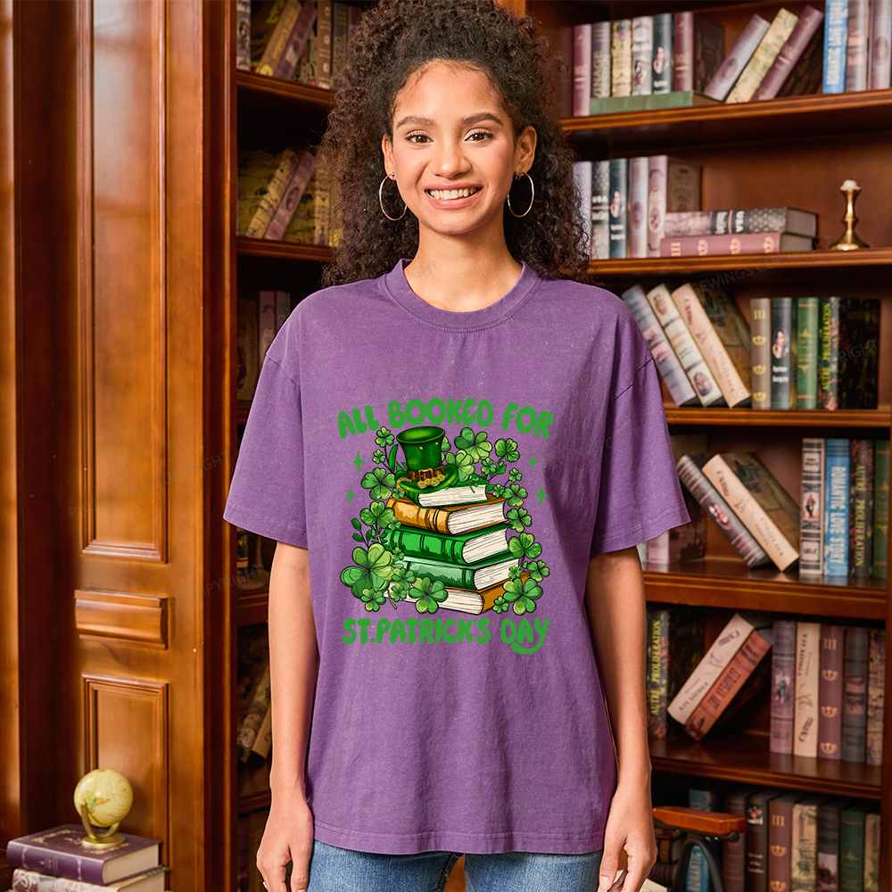 Pagewings All Booked For St Patrick's Day Unisex Washed T-shirt
