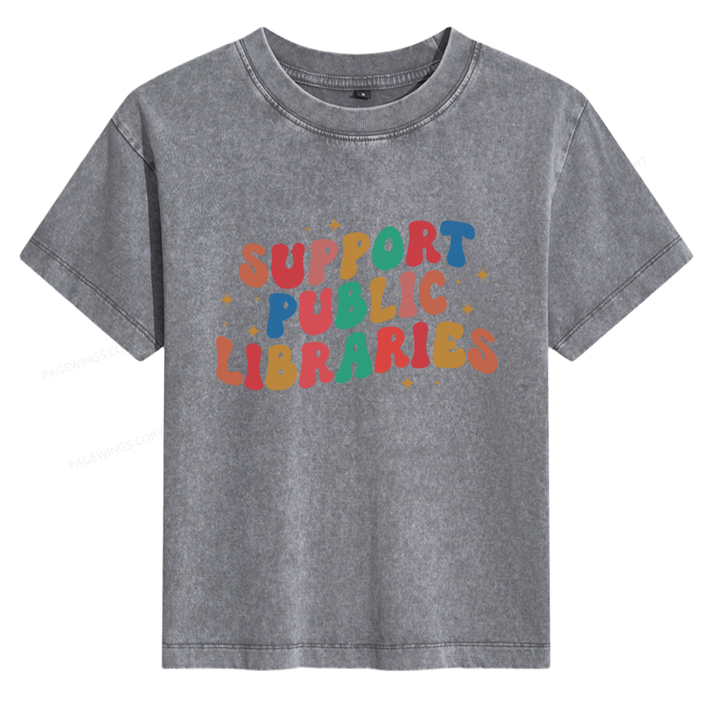 Pagewings Public Library Women's Washed T-shirt