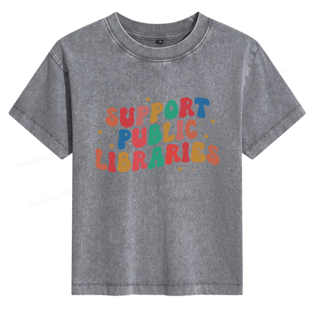 Pagewings Public Library Women's Washed T-shirt