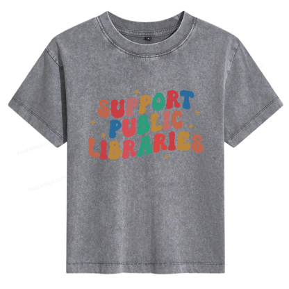 Pagewings Public Library Women's Washed T-shirt