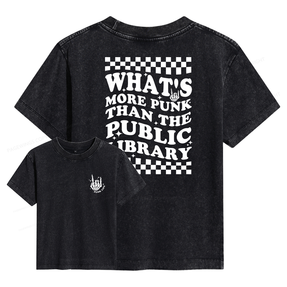 Pagewings Punk The Public Library Women's Washed T-shirt