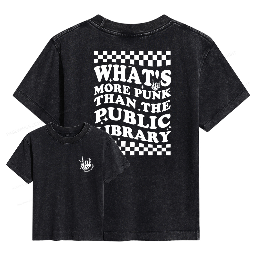 Pagewings Punk The Public Library Women's Washed T-shirt