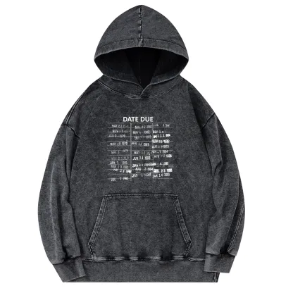 Pagewings Library Card Due Dat Unisex Washed Hoodie
