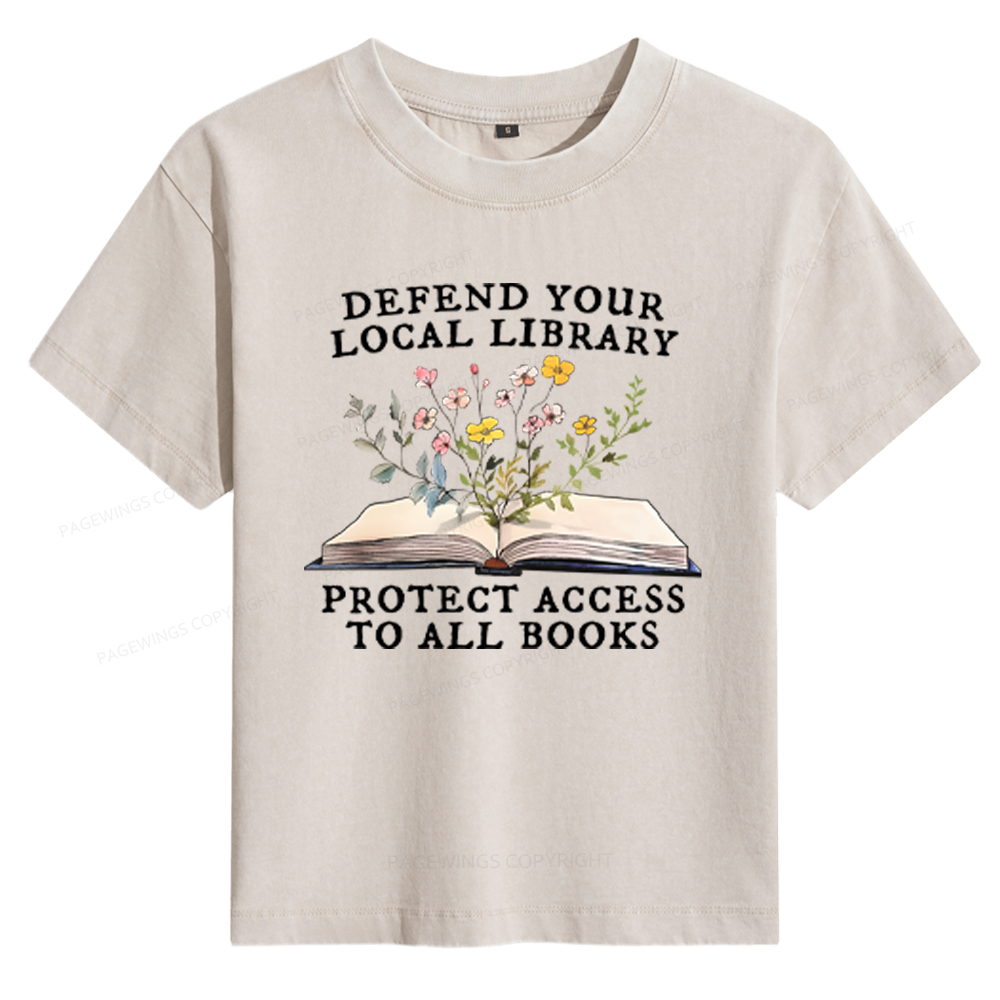 Pagewings Books Save Lives Protect Libraries Women's Washed T-shirt