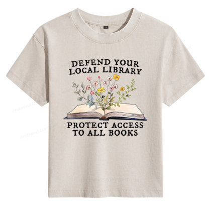 Pagewings Books Save Lives Protect Libraries Women's Washed T-shirt