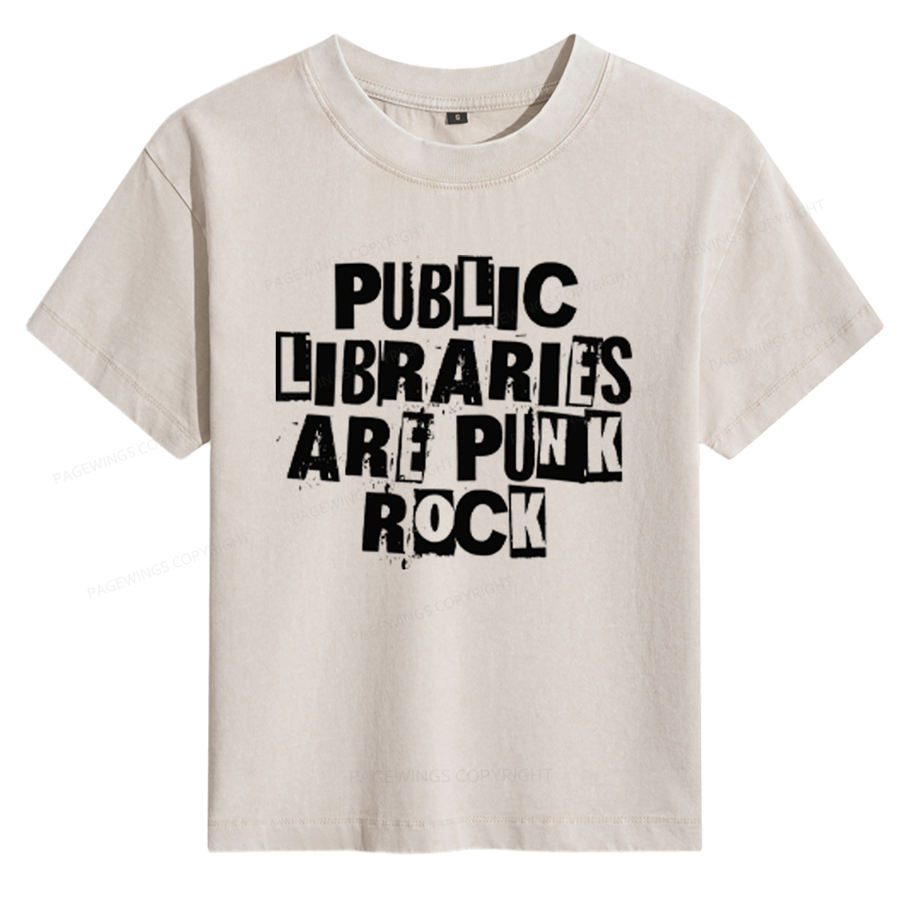 Pagewings Public Libraries Are Punk Rock Women's Washed T-shirt